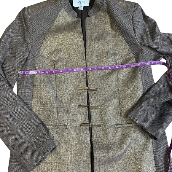 Per Se by Carlisle Gold and Brown Blazer Size 10 Herringbone Pattern - Picture 5 of 9